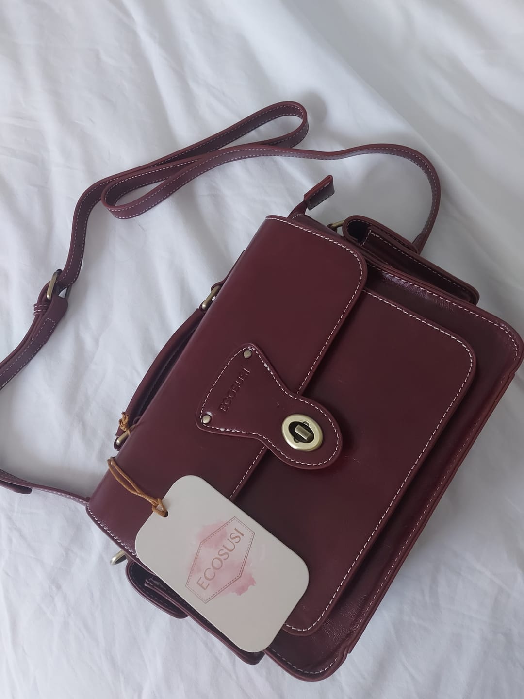 Customer photo review of Alison Vintage Vegan Leather Crossbody Bag