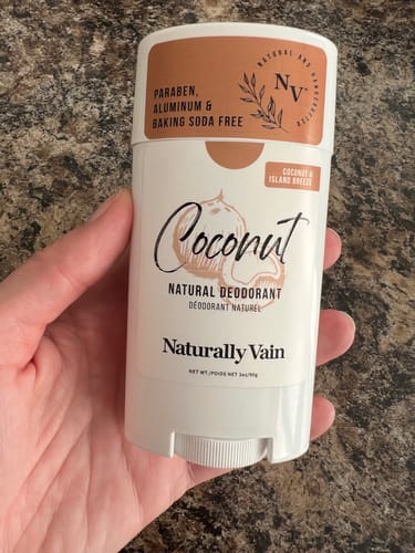Customer photo review of Coconut: Natural Deodorant with Sweet Coconut & Island Breeze Aromas