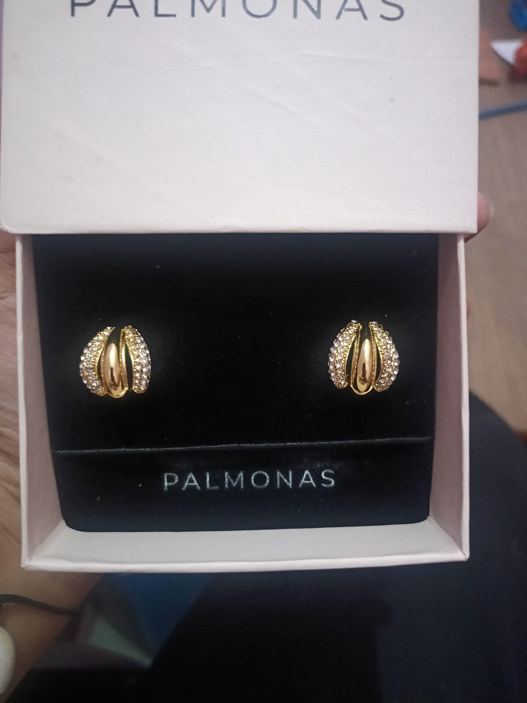 Customer photo review of Radiant Gold & Crystal Luxe Earrings