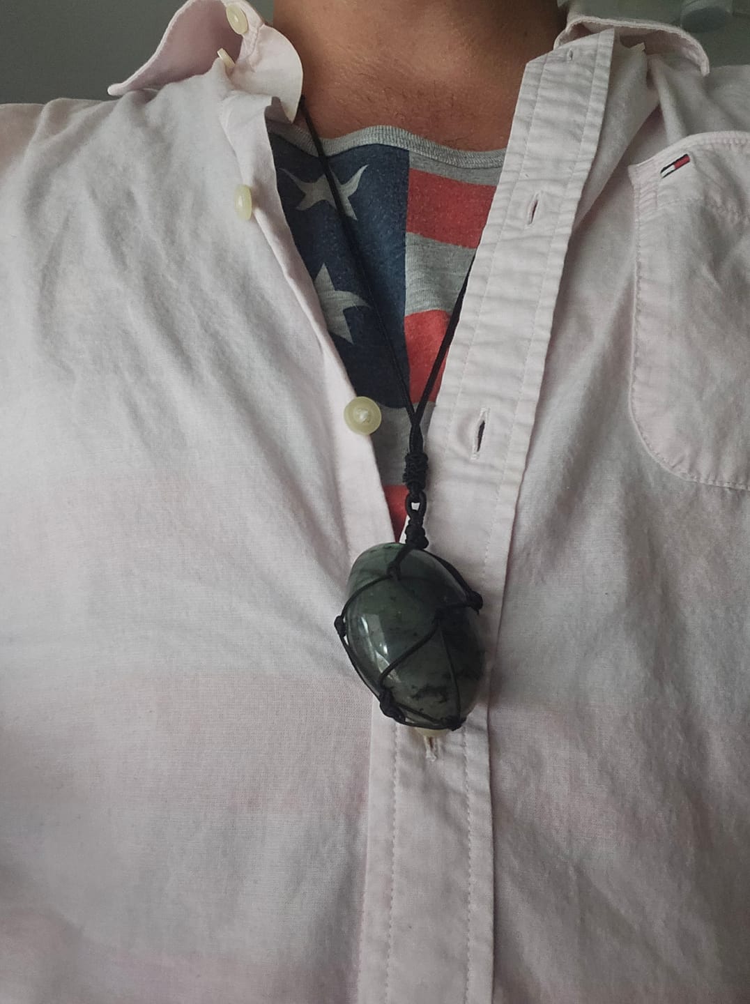 Customer photo review of Dragon's Heart Labradorite Necklace - Default Title