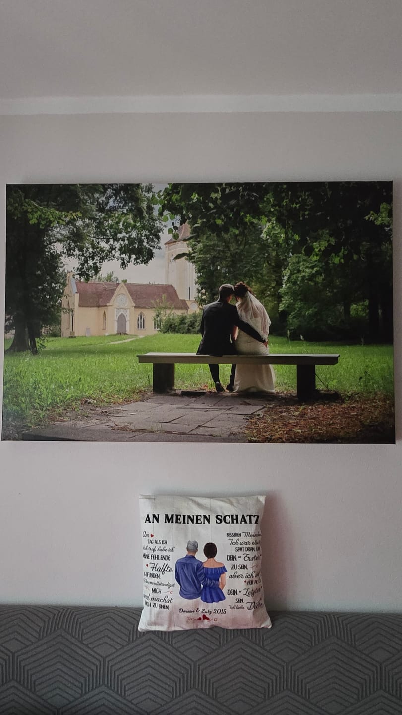 Customer photo review of An meinen Schatz (an sie - Zeichenstil) - Paar-Kissen