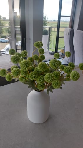 Customer photo review of Zijden Kiku Bloemen - Grasgroen (10 stengels/ 50 bloemhoofdjes)