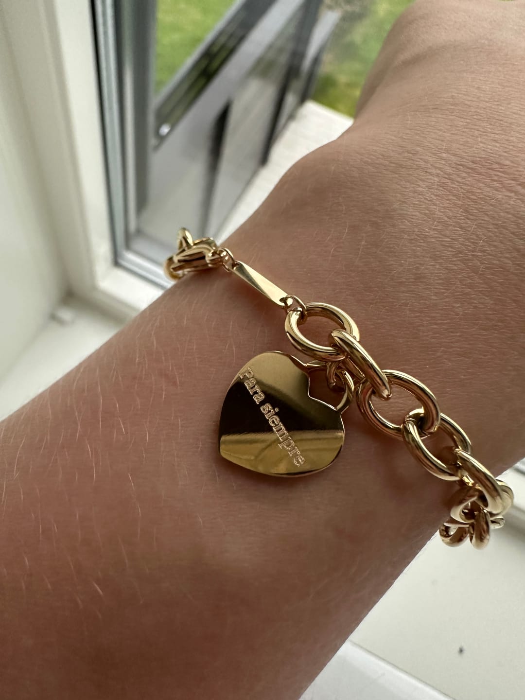 Customer photo review of Classic Chunky Engravable Heart Bracelet
