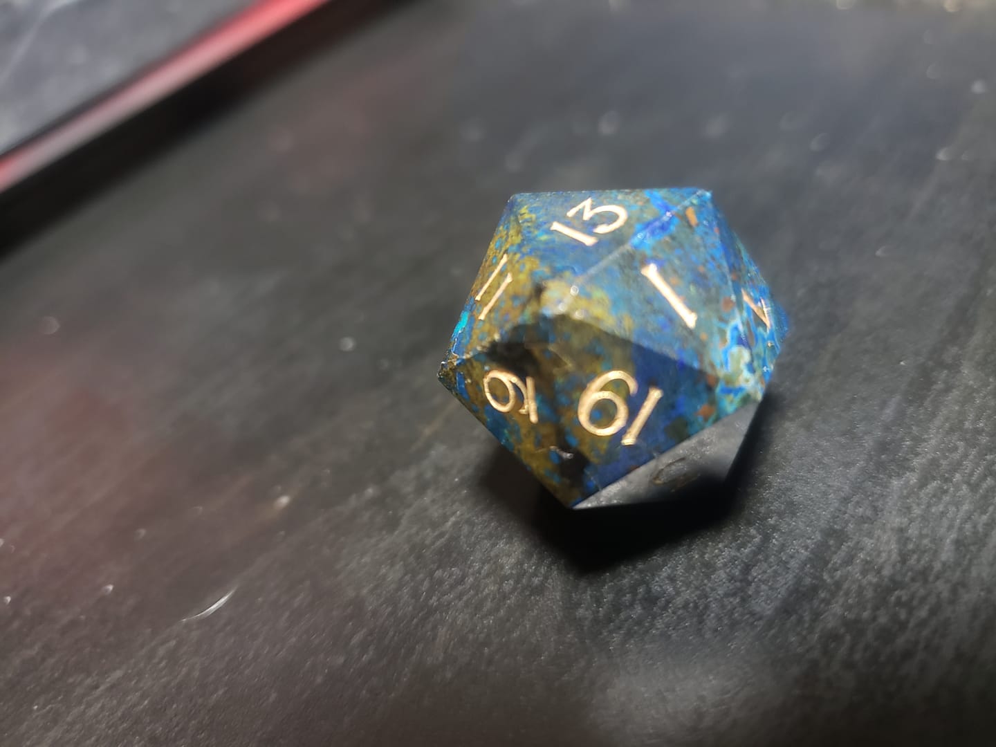 Customer photo review of URWizards D&D Azurite Engraved Dice Set(Limited edition)