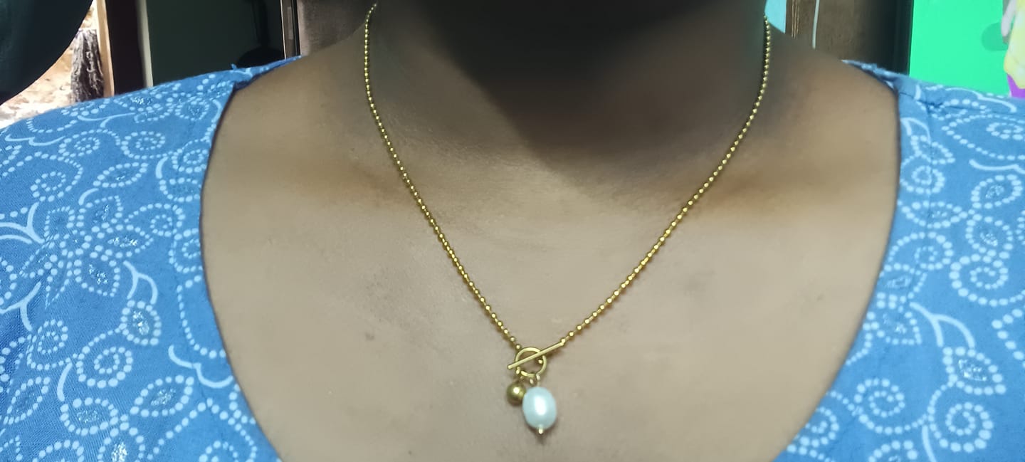 Customer photo review of Dainty Beaded Pearl Chain
