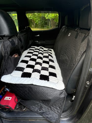 Customer photo review of Plush Backseat Dog Bed (Made For The Hard Bottom Car Seat Cover)