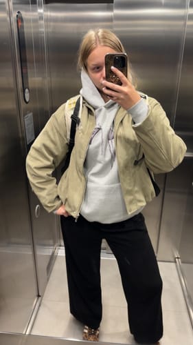 Customer photo review of air dry grey hoodie