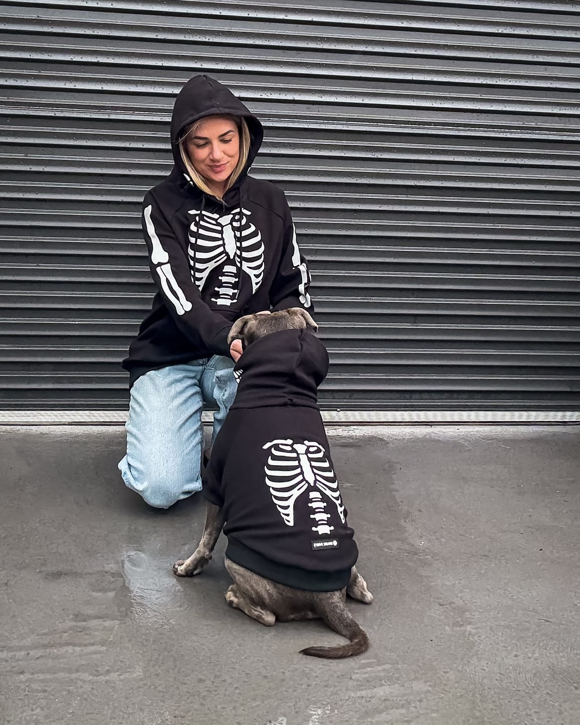 Customer photo review of Halloween Human Hoodie - Reflective Skeleton