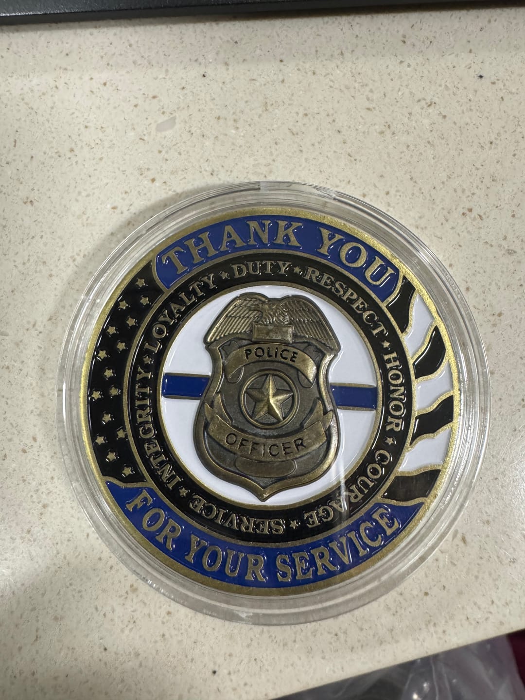 Customer photo review of Police - Thank You For Your Service Coin