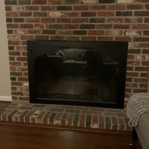 Customer photo review of Carolina Steel Fireplace Glass Door | Masonry & Zero Clearance
