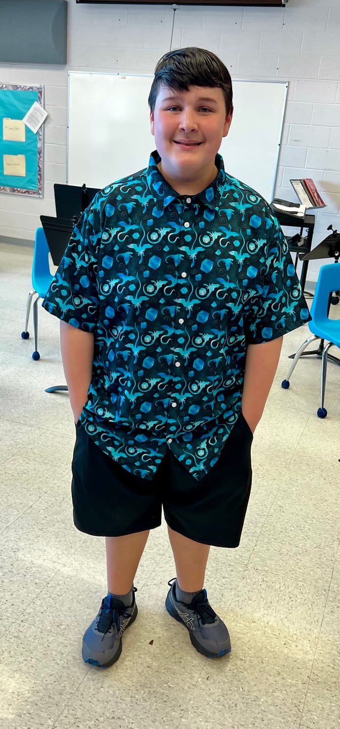 Customer photo review of Dnd Mystic Blue Dragons Button Up Shirt