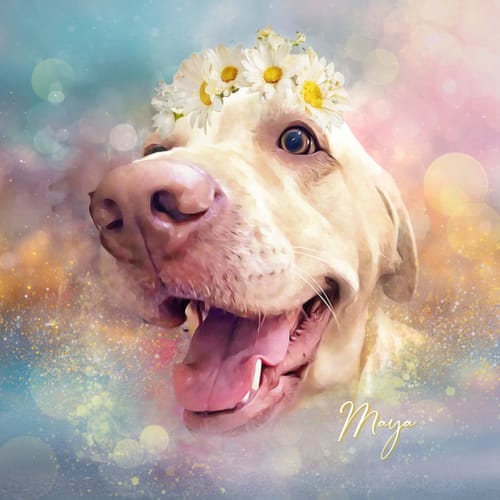 Customer photo review of Custom Pet Portrait - The Floral