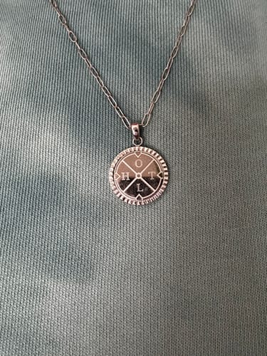 Customer photo review of Engravable Compass Necklace