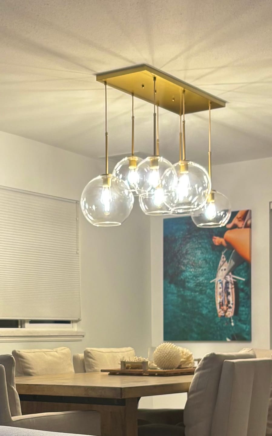 Customer photo review of Globe Cluster Kitchen Island Pendant Light