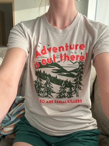 Customer photo review of Adventure Is Out There Tee