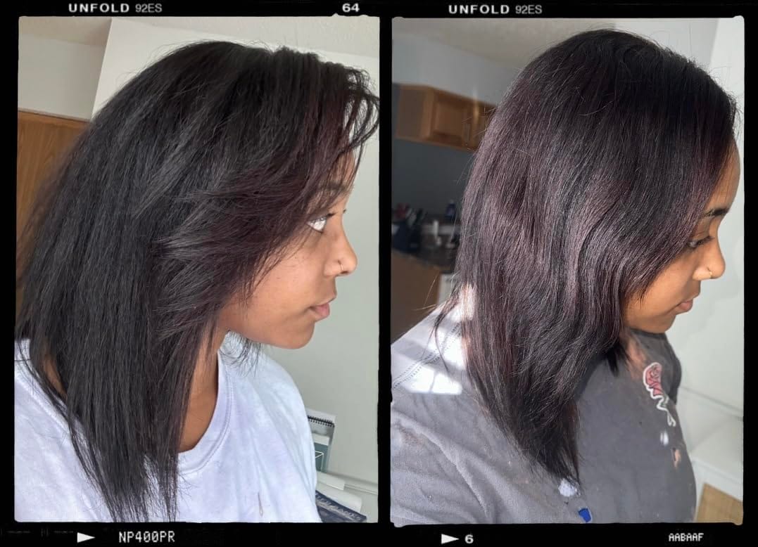 Customer photo review of KERAGEN Brazilian Keratin Smoothing Treatment Formaldehyde-Free Blowout Straightening System