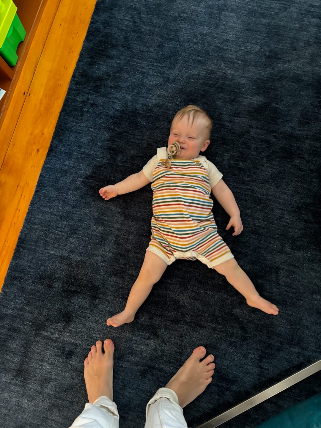Customer photo review of Cream Rainbow Storytime Dungaree Shorts