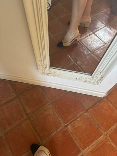 Customer photo review of slingbacks beige black goatskin