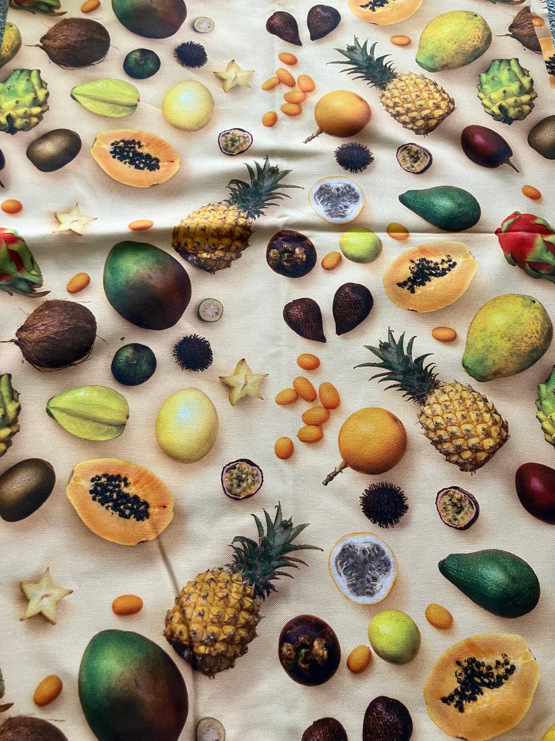 Customer photo review of Tropical Fruits Cotton Canvas Fabric
