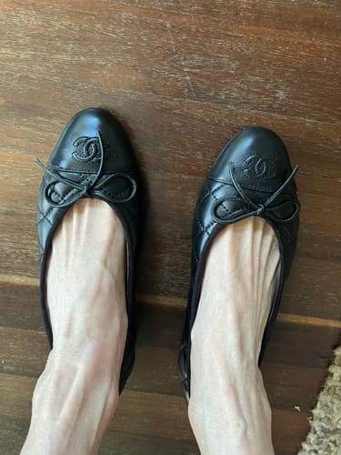 Customer photo review of ballet flats black quilted lambskin