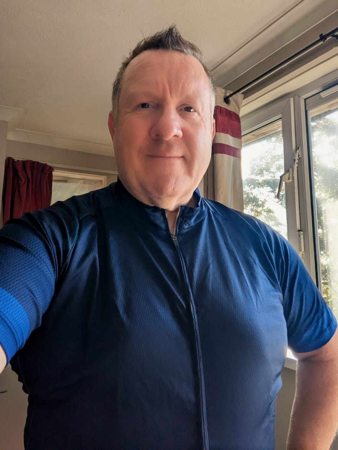 Customer photo review of GG BASICS | Blue With Light Blue Sleeve Cycling Jersey