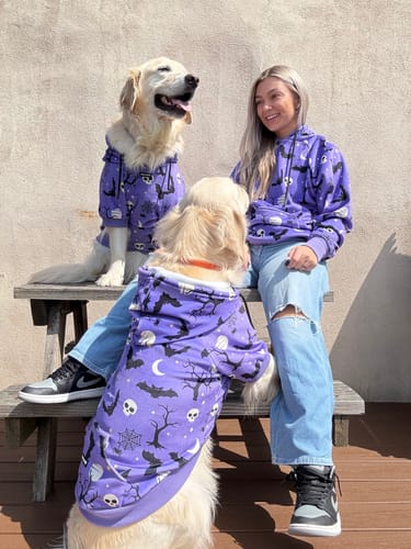 Customer photo review of Halloween Dog Hoodie - Purple