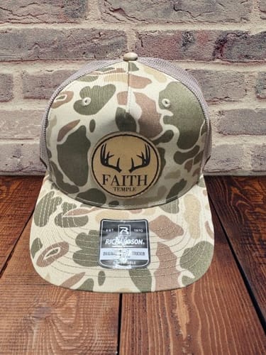 Customer photo review of Custom Leather Patch Hats Richardson CAMO Laser Engraved