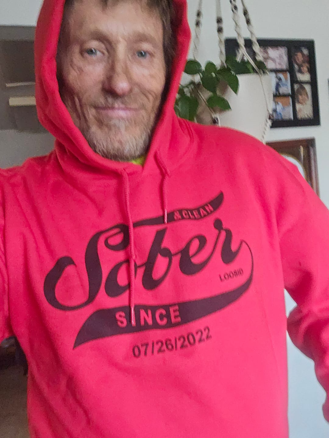 Customer photo review of Recovery Hoodie | Sober Since Unisex Hoodie with Custom Sobriety Date