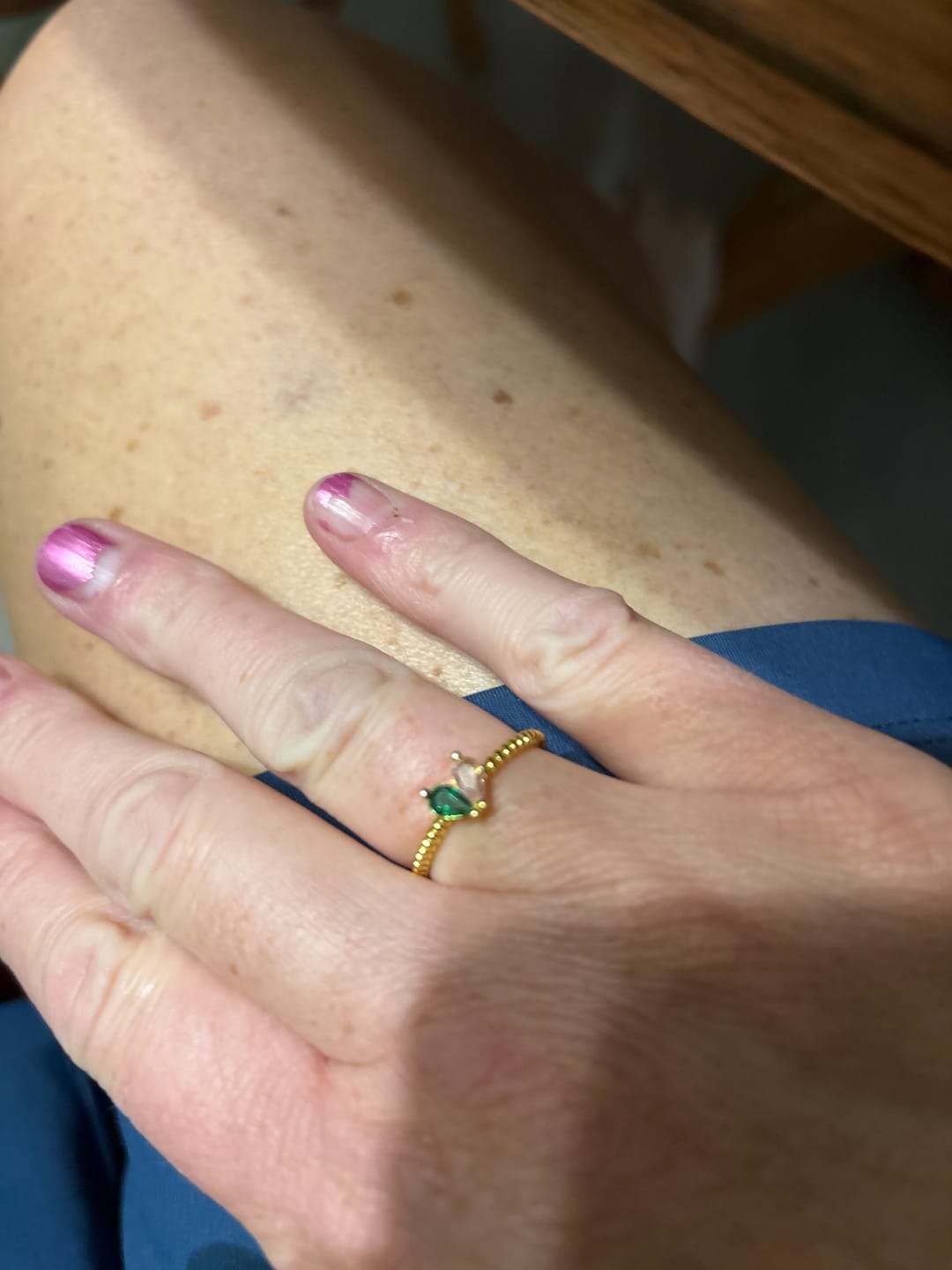 Customer photo review of Custom Tiny Heart Birthstone Adjustable Ring-Christmas Gift
