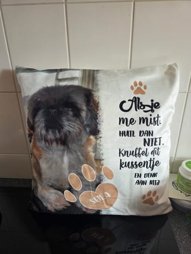 Customer photo review of Als je me mist - Gepersonaliseerd kussen
