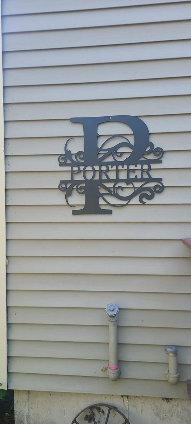 Customer photo review of Metal Split Letter Vine Monogram | Customizable Wall Art | Indoor Outdoor | Up to 46" | Over 20 Color Options