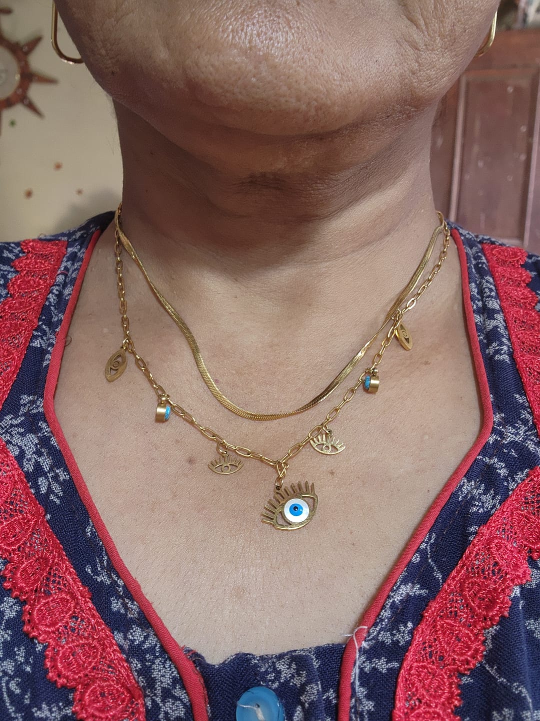 Customer photo review of Evil-eye Cascade Necklace