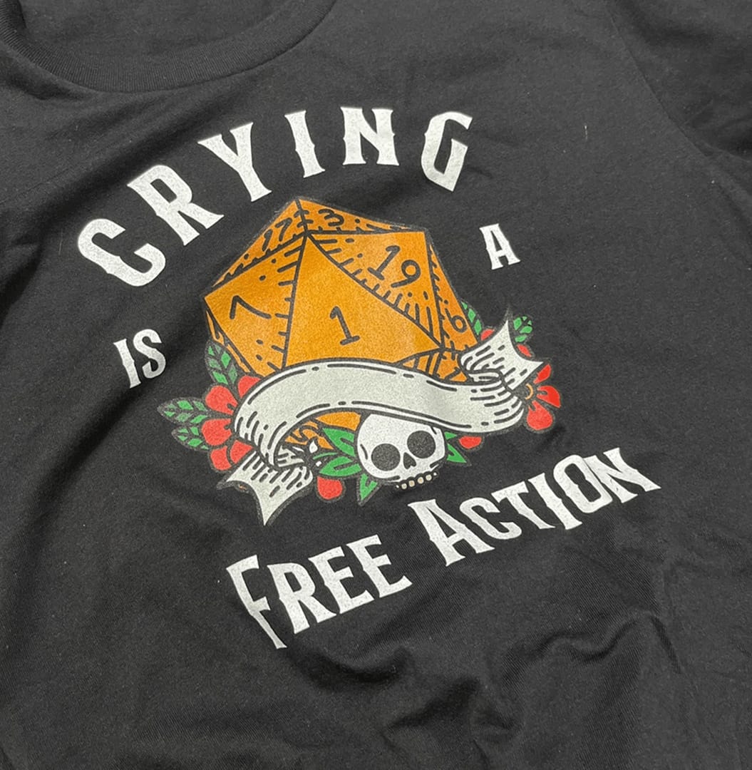 Customer photo review of Crying Free Action T-Shirt