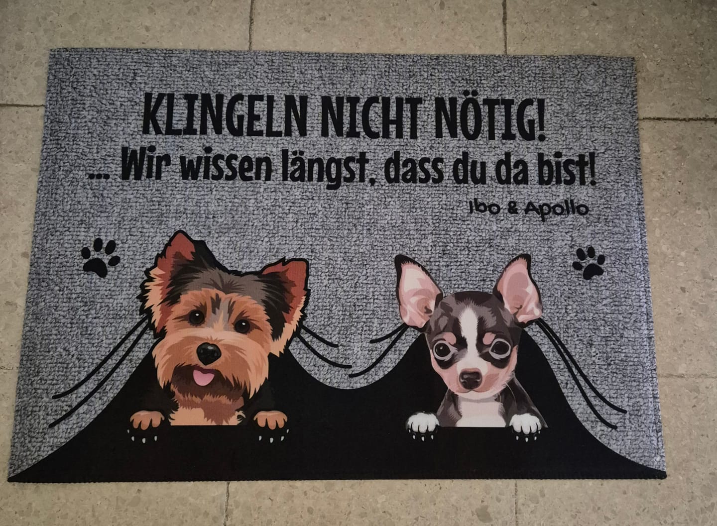 Customer photo review of Klingeln nicht nötig - Individuelle Fußmatte