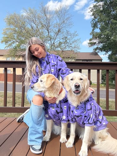 Customer photo review of Halloween Dog Hoodie - Purple