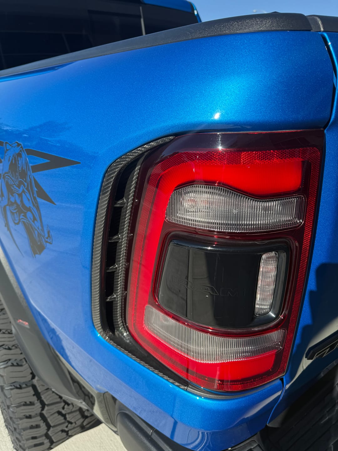 Customer photo review of 2021+ RAM TRX/RHO Exterior Rear Fender Taillight Vent Trims Hard Carbon Fiber Covers