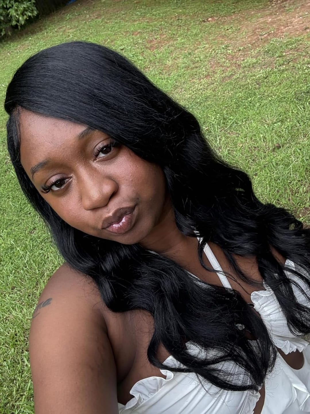 Customer photo review of Weft Hair Extensions Remy Human Hair Weft Solid Jet Black #1