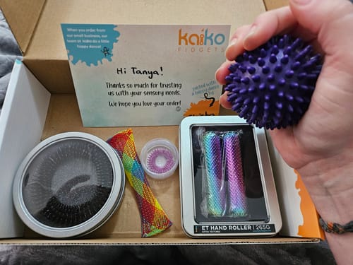 Customer photo review of Spikey Massage Roller & Ball for Feet, Hands & Body