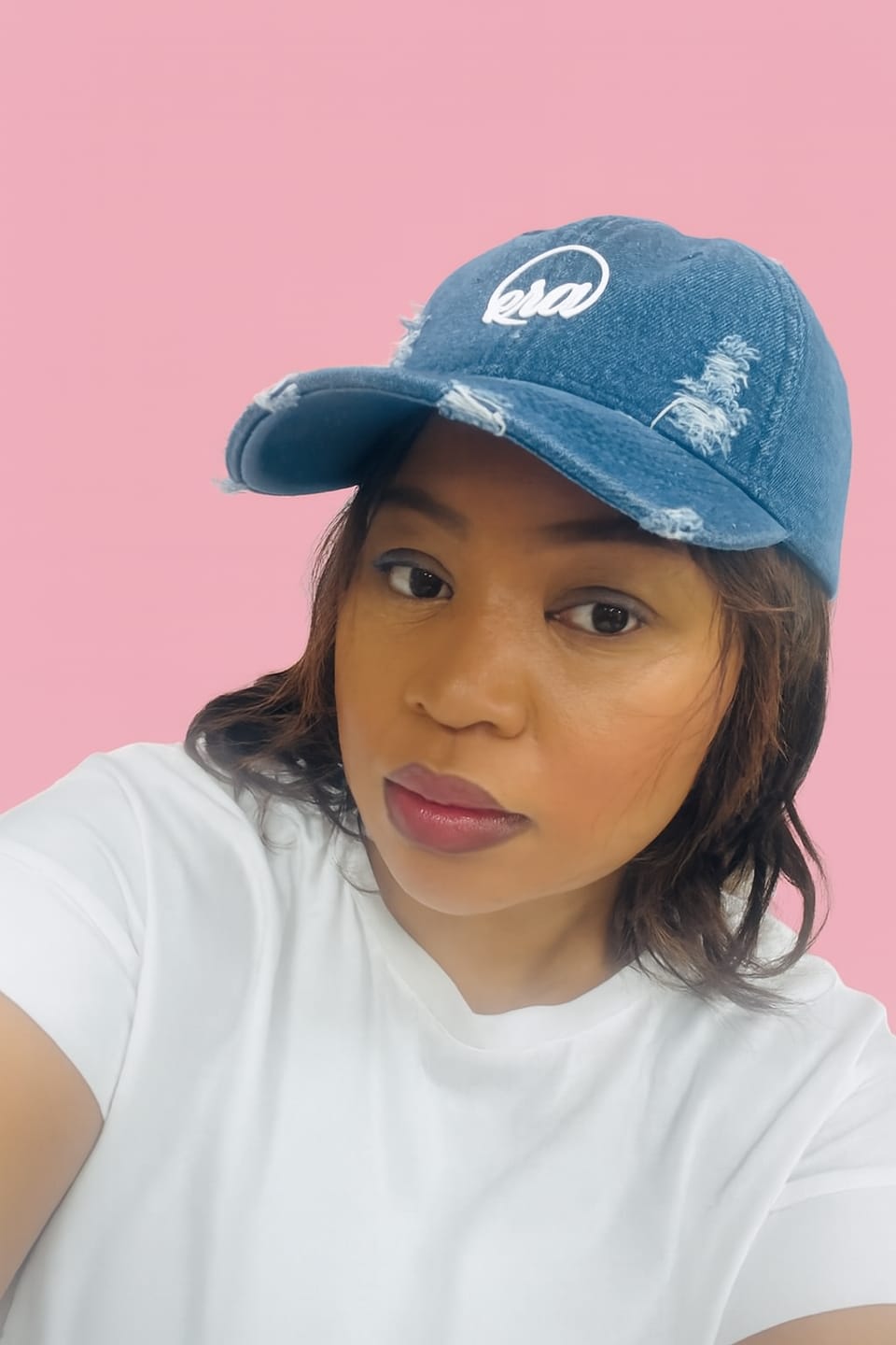 Customer photo review of Era Distressed Coral Cap