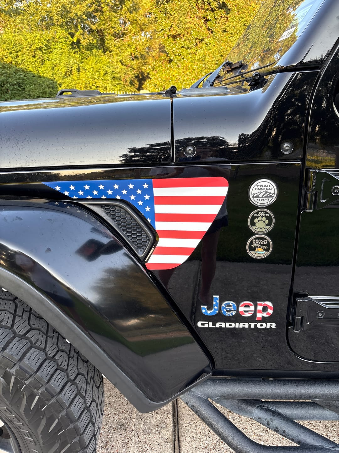 Customer photo review of Fender Vent Decal Set | American Flag - fits Wrangler JL & Gladiator JT