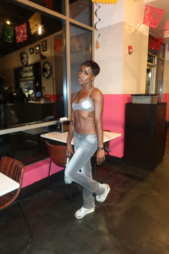 Customer photo review of Denim Bra (Grey)