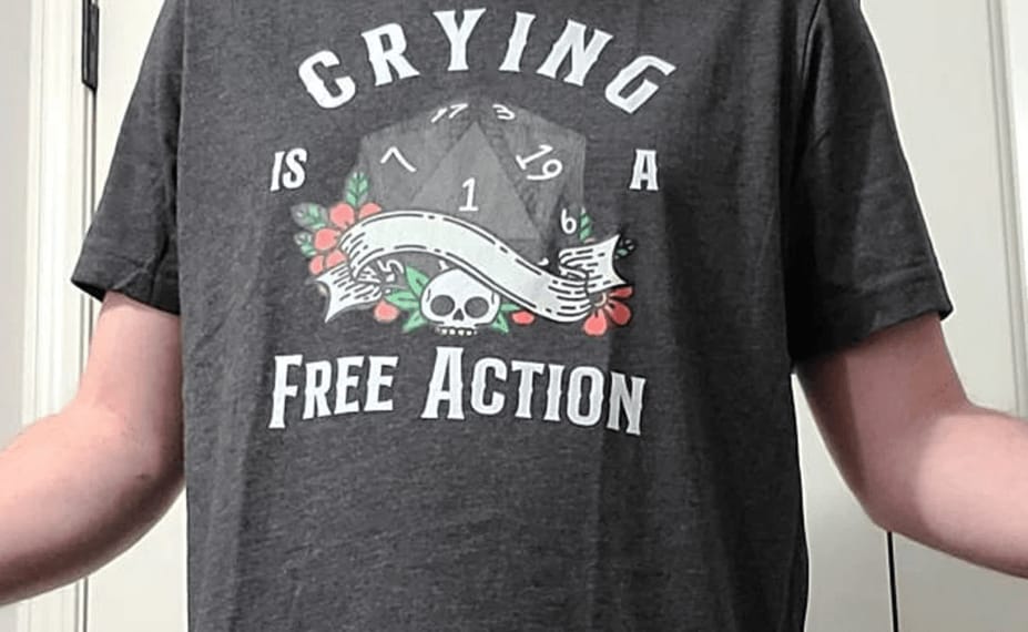 Customer photo review of Crying Free Action T-Shirt
