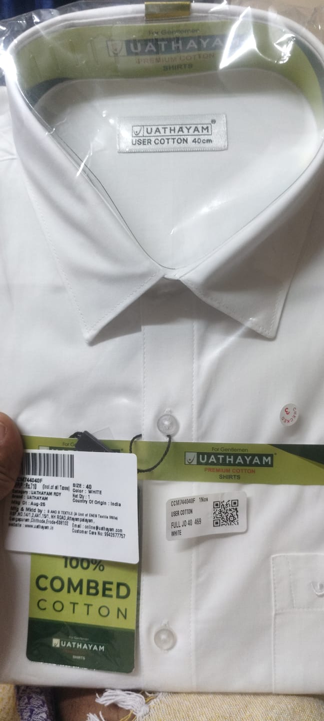 Customer photo review of Delight Cotton Solid Regular Fit White Trending Formal Shirt for Men