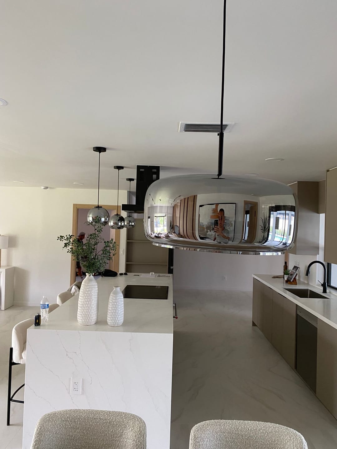 Customer photo review of WOMO Drum Blown Glass Pendant Light-WM2145