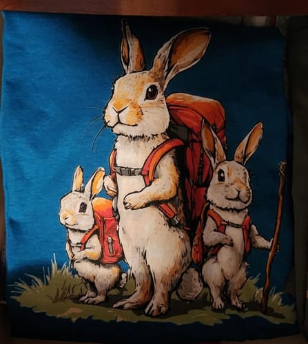 Customer photo review of Rabbit Backpacker Family T-Shirt
