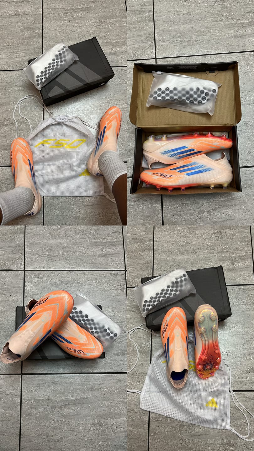 Customer photo review of F50 Elite Laceless FG - Beige/Orange/Bleu