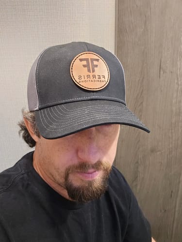 Customer photo review of Richardson 112 Genuine Leather Patch Hats Laser Engraved