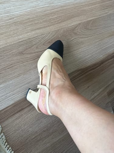 Customer photo review of slingbacks beige black goatskin