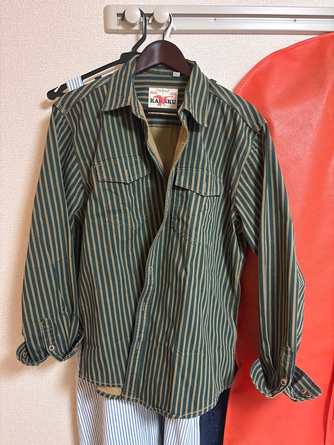 Customer photo review of ユーズド加工　レトロストライプ柄ヘビーウェイトオーバーシャツ
