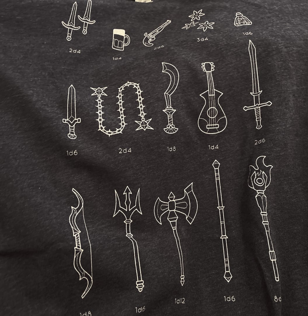 Customer photo review of Choose Your Weapon T-Shirt